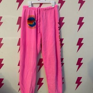 Aviator Nation Neon Pink Logo Sweatpants